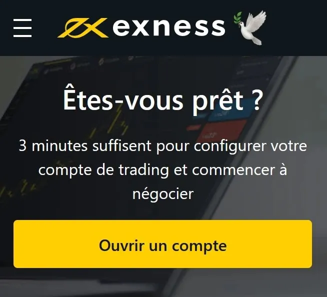 Inscrivez-vous à Exness - Ouvrez un compte de trading.